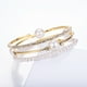 thumbnail image 2 of Pulsera de perlas y diamantes de imitación multicapa con circonitas para mujeres, novias y niñas (dorada), 2 of 7