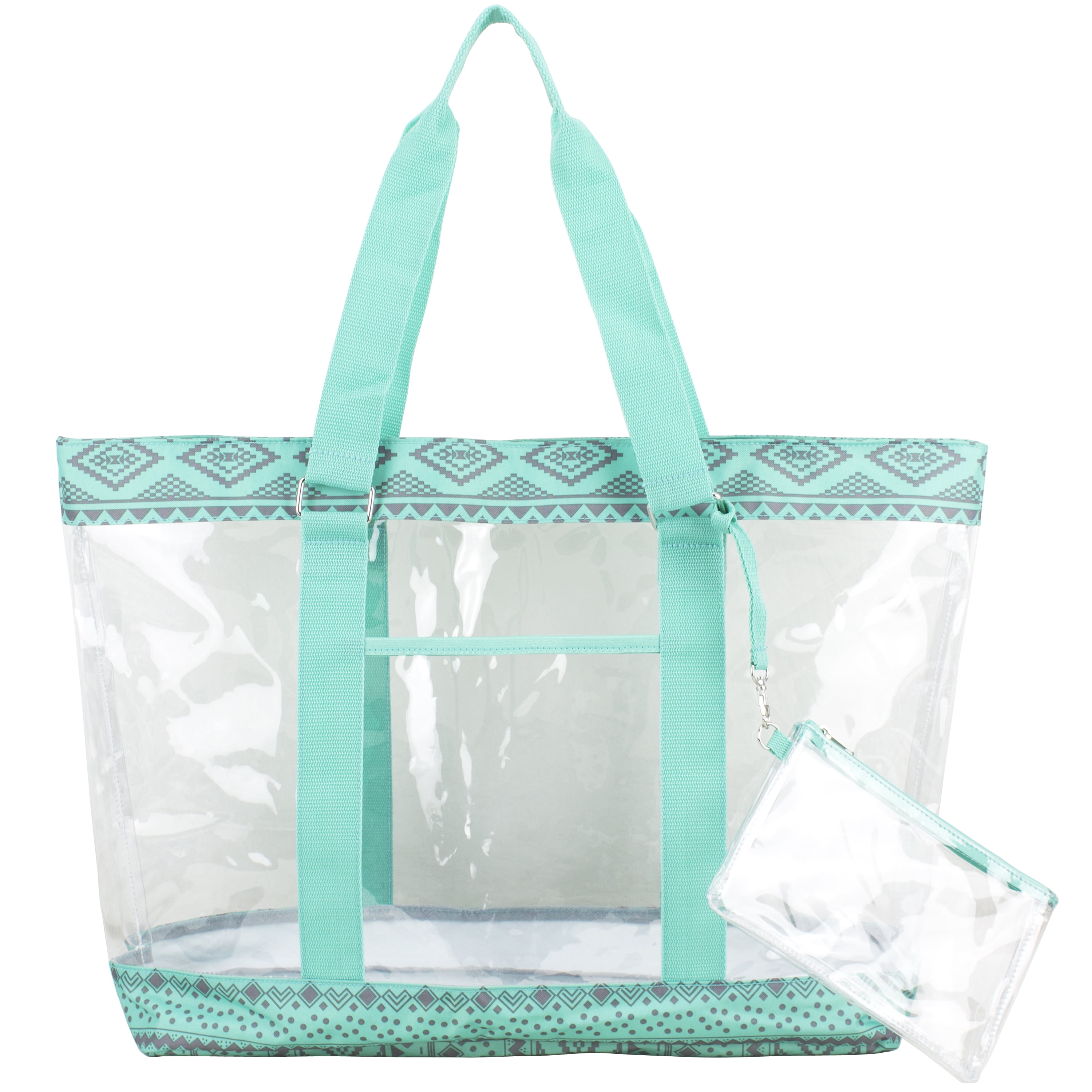 Eastsport Unisex PVC Polyester Deluxe Wristlet Tote Bag, Turquoise Aztec