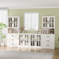 thumbnail image 2 of RichYa Kitchen Pantry Cabinet Set of 4,94" W Buffet Sideboard Coffee Bar with Glass Door Hutch,Modular Storage Cabinets with Shelves & Drawers for Dining Room,White(CFFC), 2 of 10