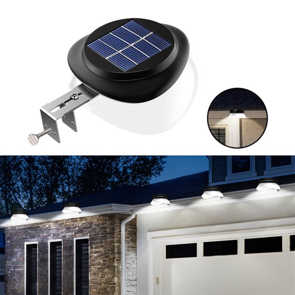 ROSHWEY Led Solar Street Light Wall Garden Lights, Outdoor Solar Street Lights Dust to Dawn Waterproof Security Light for Street Gutter Patio Garden Path