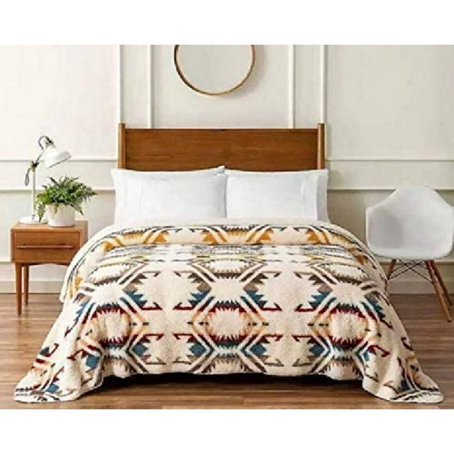 PENDLETON 66" X 92" Sherpa Fleece Twin Size Throw Blanket in White