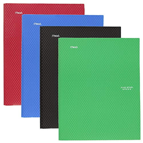 2-Pocket Folder Plastic Colored Folders with Pockets and Prong Fasteners for 3-Ring Binders,for Home School Supplies and Office 11-inch x 8-1/2-inch 4 Pack Stay-Put Folder Assorted 
