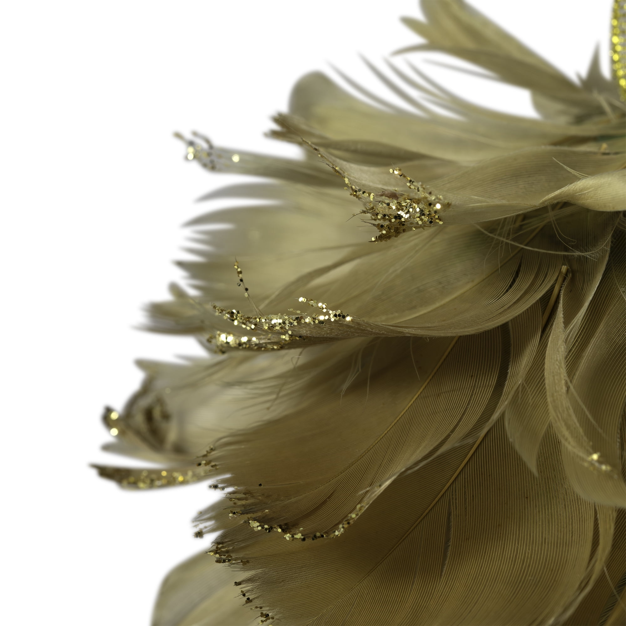 Northlight Glittered Feathers Christmas Ball Ornament - 6" - Tan