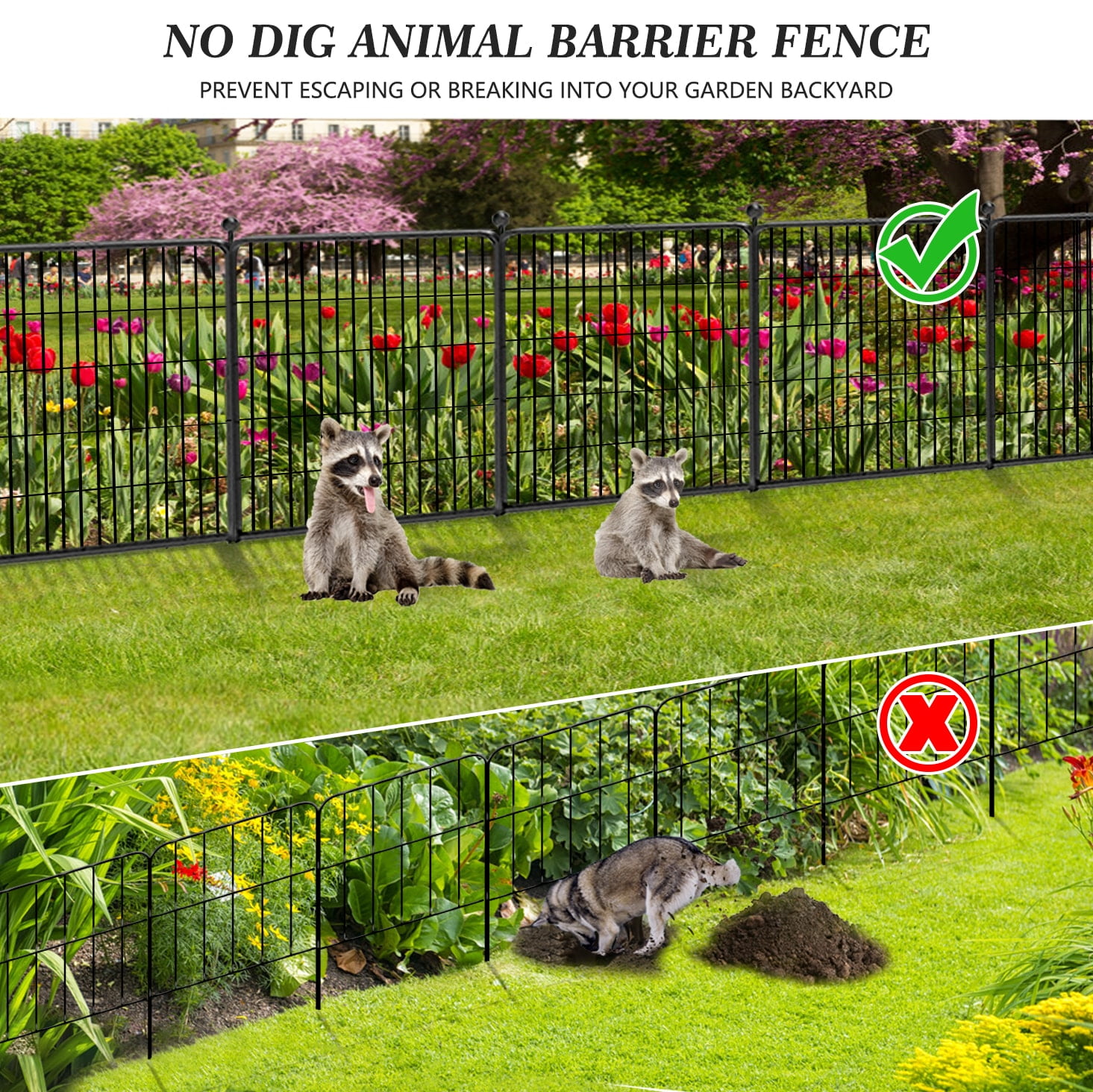 Decorative Garden Metal Fence 69ft (L)×32in(H) 30 Panels Heavy Duty Iron Wire Animal Barrier Temporary No Dig Fence Landscape Edging Privacy Fencing for Yard, Outdoor, Dog, Patio, Flower Bed