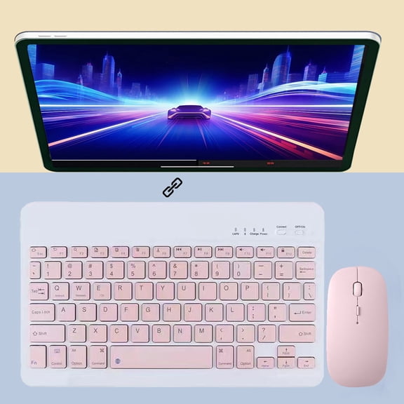 Amketima Keyboard and Mouse Wireless Mini Bluetooth Keyboard and Mouse Combo 7 in Wireless Rechargeable Ultra Thin Portable with Touch pad for Tablet Phone PC 7.87 in White