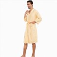 thumbnail image 6 of NOLDARES Mens Lightweight Robe Cotton Blend Kimono Bathrobe with Pockets, Soft Breathable Absorbent Loungewear for Home(Yellow,XL), 6 of 6