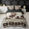 thumbnail image 2 of Erosebridal Brown Cow Print Twin Bedding Sets, Rustic Farmhouse Bedding Comforter Set, Beige Aztec Decor, Black Reversible 7-Piece, 2 of 6