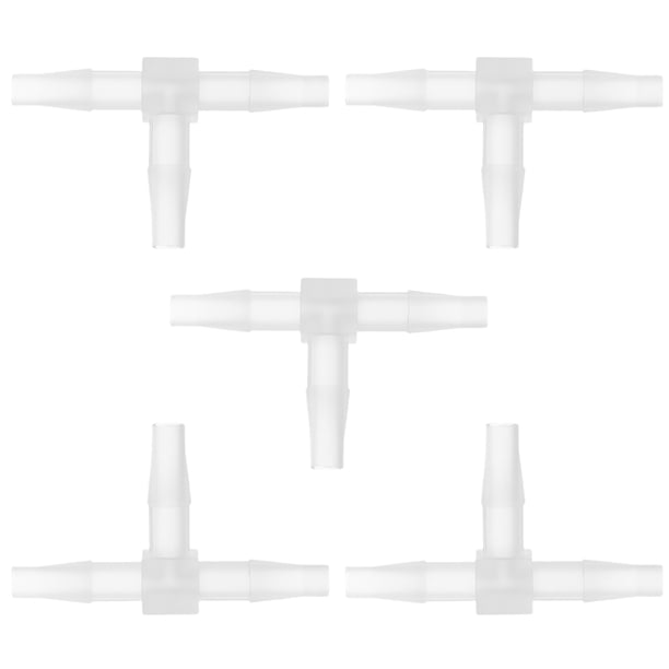 Conector de Manguera de Vacío en Forma de T de 1/4" 3 Vías de Unique Bargains, Plástico Transparente, 5 piezas