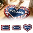 thumbnail image 2 of Eqslft 4th Of July Welcome Doormat Patriotic Red White /Oval/Rectangle Floor Mat Independence Day Decorative Entry Rug For Front Door Porch Memorial Day Patriotic(Heart), 2 of 7