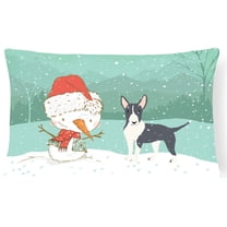 Black Bull Terrier Snowman Christmas