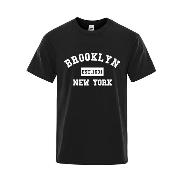 2025 Camiseta de hombre con estampado de letras de Nueva York - Corte holgado, tejido transpirable, informal de verano - XS-XXXL