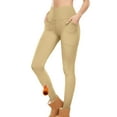 thumbnail image 4 of Womens Thermal Warm Leggings Stretchy Casual Slim Fitting Tights Pants with Pockets Workout Yoga Pants Beige XXL, 4 of 8