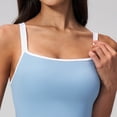 thumbnail image 3 of Women One Piece Workout Sets High Waisted Tummy Control Yoga Gym Outfits Halter Tank Tops Built-in Bra Square Neck Sleeveless(Light Blue,L), 3 of 8