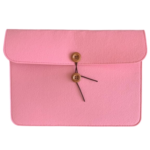Pink Felt Document Organizer With Wooden Button, Portable Paper File Folder For Home Business And Travel, Simple Craft Storage Bag (Multicolor, 34*24)
