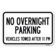thumbnail image 1 of SignMission A-1218-23828 Señal de aluminio de 12 x 18 pulgadas - No se permite estacionar vehículos durante la noche remolcados después de las 11 p. m. K2-1030, 1 of 1