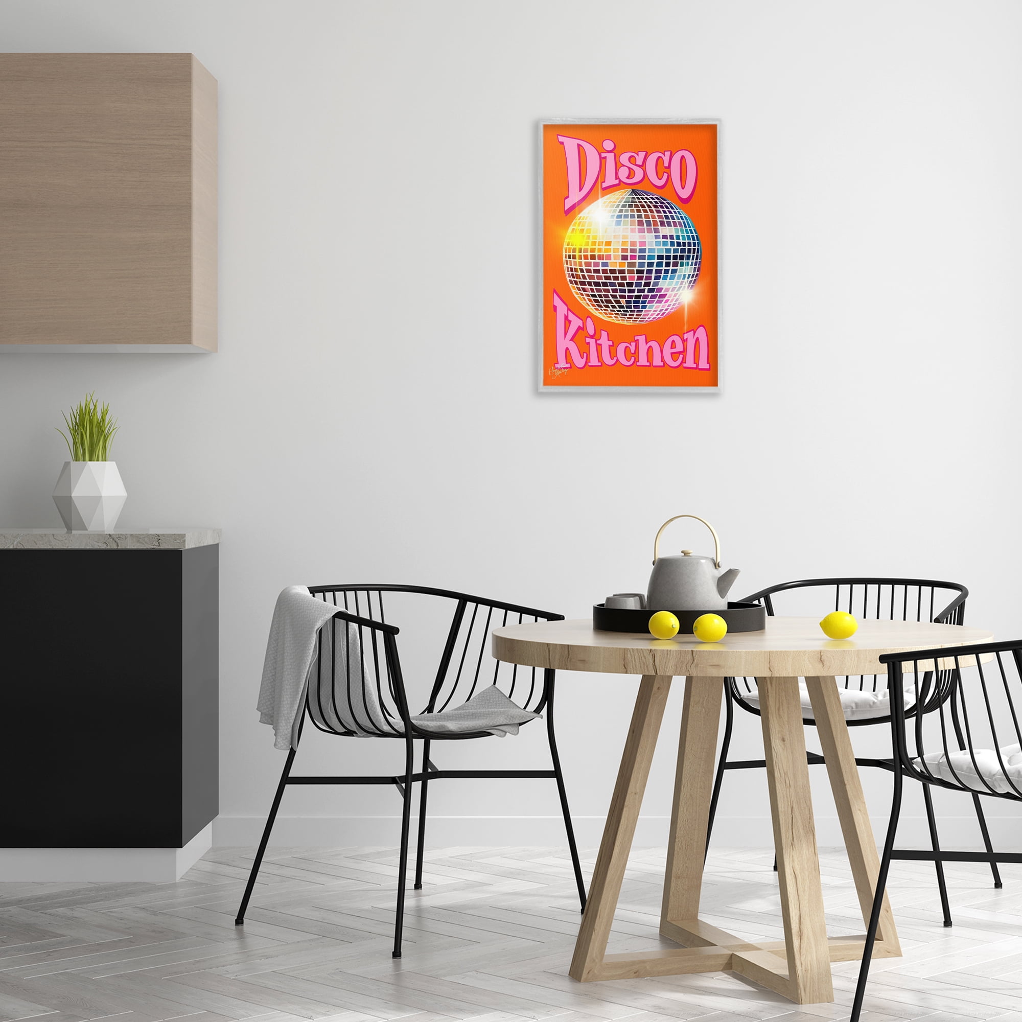 Stupell Industries Groovy Disco Kitchen Performing Arts Painting Gray Framed Art Print Wall Art, 16 x 24