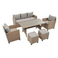 thumbnail image 6 of Harper & Bright Designs 6 Pieces Wicker Outdoor Patio Furniture Set with 3-Seater Sofa, 2 Armchairs, Coffee Table & Stools, All-Weather Rattan Conversation Lounge Set for Backyard Garden, Natural, 6 of 19