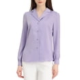 thumbnail image 1 of INSPIRE CHIC Women's Shirt Flat Collar Long Sleeves Button Down Office Satin Shirt M Light Purple, 1 of 5