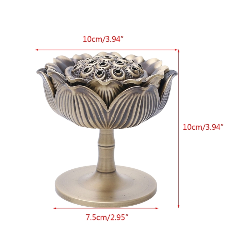 Copper Incenses Stick Burner Holder Lotuses Shaped Lid Censer Bowl Incenses Tray Home Decorations for Meditation, Yogas