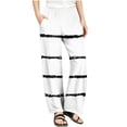 thumbnail image 3 of Frostluinai Striped Wide Leg Pants for Kids Girls High Elastic Waist Baggy Straight Leg Pants Color Block Beach Vacation Pants with Pocket, 3 of 9