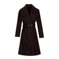 thumbnail image 6 of Clearance Long Coats for Women Women's Elegant Lapel Collar Double Breasted Pea Coat Regular Wool Blend Overcoat Coat Belt, 6 of 6