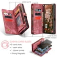 thumbnail image 2 of ELEHOLD Multi-Functional Wallet Case for Samsung Galaxy S23 Plus/S23+ 6.6",Large Capacity 8 Card Slots Zipper Purse Magnetic Detachable Phone Case with Wriststrap Luxury Leather Case, Red, 2 of 8