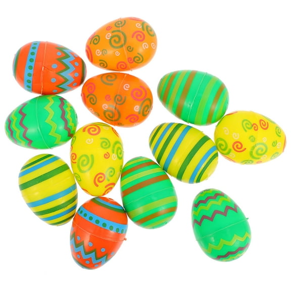 Raindrops 12Pcs Easter Egg Toys Imitation Eggs Multi-Color Plastic Oval for Decoration and Party Supplies 5.3X1.6X1.6In