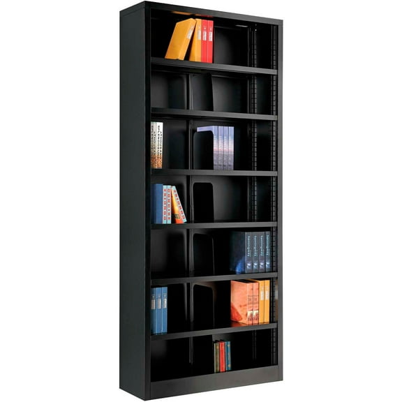 Famous Brand 277442BK Bookcase 7 Openings 36 W X 12 D X 84 Hin., Black
