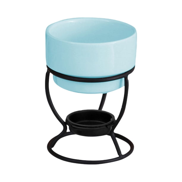 Olla para fondue de chocolate, vela de té, olla de porcelana para derretir quesos, para comer en aniversarios azul