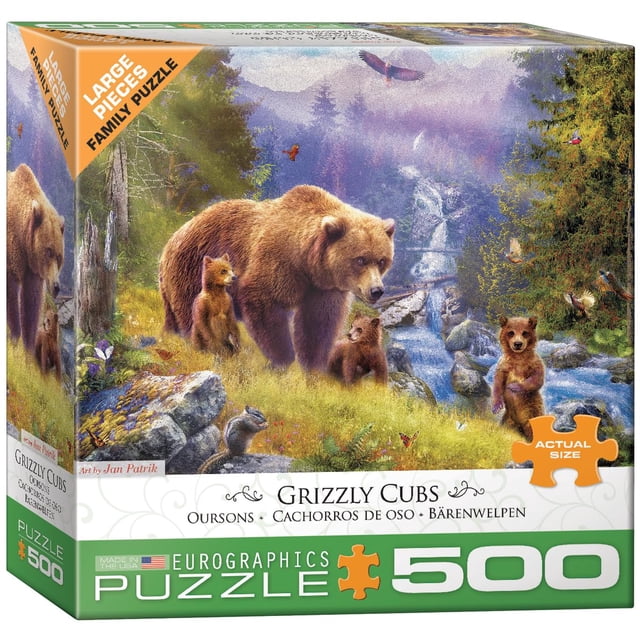 Rompecabezas EuroGraphics Grizzly Cubs 500 piezas