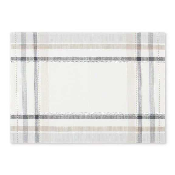 Better Homes & Garden Monday Plaid Fabric Placemat, Beige, 14"W x 20"L, 1 Piece