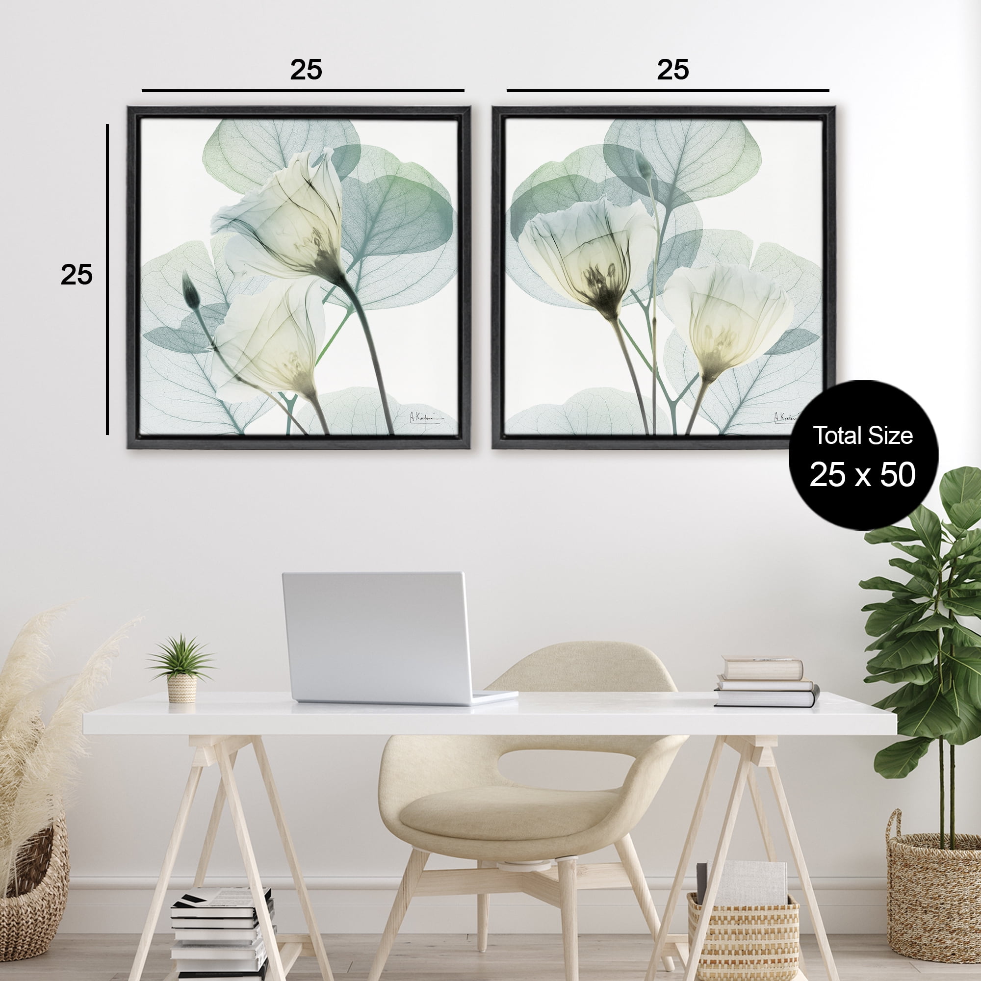 Stupell Industries Divine Fate Flowers 2 Piece Black Framed Floater Canvas Set, design by Albert Koetsier