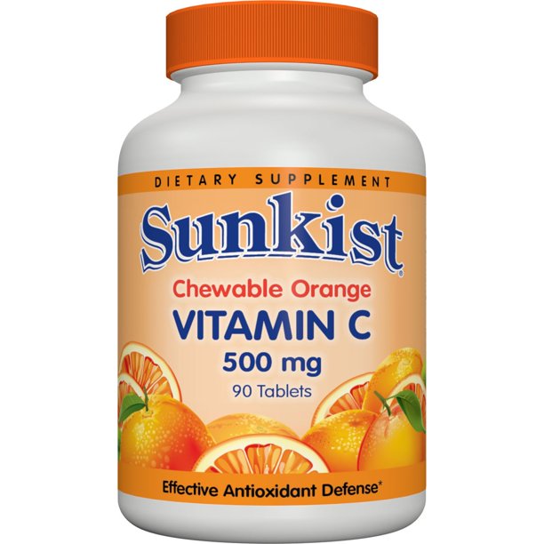 Sunkist Chewable Vitamin?C 500 mg Tablets, Orange, 90 Ct