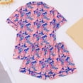 thumbnail image 4 of Conairie Women Valentine Pajamas Set Bow Print Button Down Shirt And Shorts Pj Set Lounge Soft Two Piece Holiday Sleepwear Navy M, 4 of 6