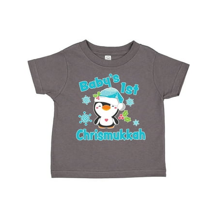 

Inktastic Baby s 1st Chrismukkah with Cute Baby Penguin and Snowflakes Gift Toddler Boy or Toddler Girl T-Shirt