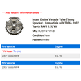 thumbnail image 2 of Intake Engine Variable Valve Timing Sprocket - Compatible with 2006 - 2007 Toyota RAV4 3.5L V6, 2 of 2