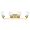 thumbnail image 2 of Hampton 4-Light Bathroom Vanity Light in Warm Brass, 2 of 5