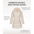 thumbnail image 3 of Giolshon Women's Reversible Puffer Jacket Long Hooded Quilted Padded Bubble Coat Winter Warm Lightweight Outerwear, 3 of 4