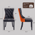thumbnail image 2 of EHANCIS Modern Tufted PU Leather & Velvet Upholstered Dining Chairs, Set of 2, Kitchen Side Chairs with Nailhead Trim & Solid Wood Legs, Orange/Black, 2 of 10