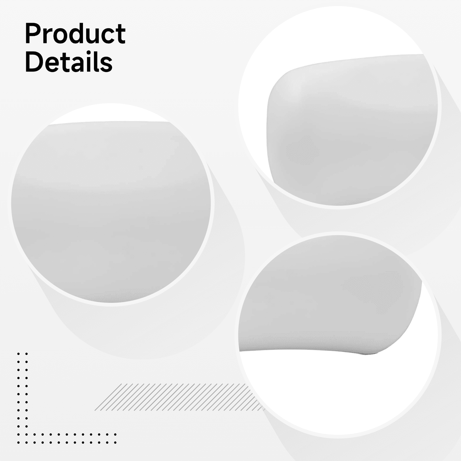 Hot Tub Pillow, Spa Headrest, 9.8 x 5.1 x 1.2 in / 25 x 13 x 3 cm, Soft PU, Pure White