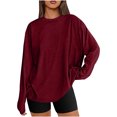 thumbnail image 2 of GigrtiJin Womens Oversized Long Sleeve T Shirts Fall Round Neck Casual Basic Tops Fashion Loose Solid Color Blouse, 2 of 9