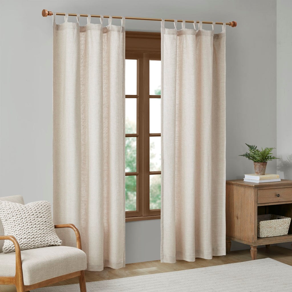 MAYEERTY Faux Linen Curtain Panel - Tab Top, Fleece Lined, Single