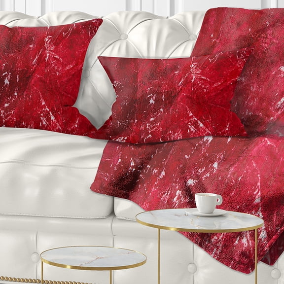 Designart Abstract Red Texture - Abstract Throw Pillow - 12x20