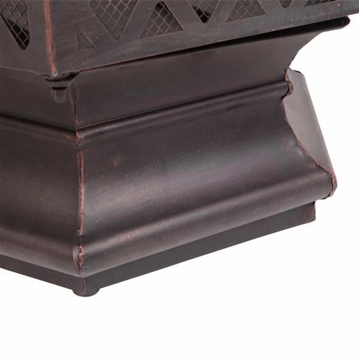 22" Hexagonal Iron Brazier Fire Pit – Antique Copper Wood Burning Outdoor Fireplace with Spark Guard for Backyard & Poolside