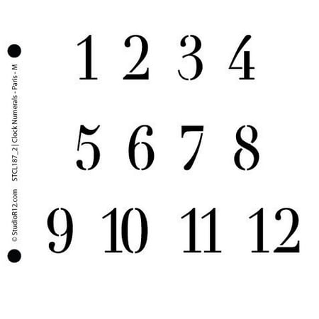 clock numerals stencil by