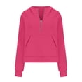 thumbnail image 5 of Elainilye Fashion Christmas Half Zip Sweatshirts Cropped Thumb Sleeve Hoodies Fleece Pullover Top Sweatshirts Fall Outfits,Pink, 5 of 7