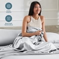 thumbnail image 4 of Bare Home Luxury Poly Satin Sheet Set for Hair and Skin, 15” Deep Pockets, Twin, Silver, 4 of 10