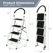 Costway 4 Step Ladder Folding Stool Heavy Duty 330Lbs Capacity Industrial Lightweight