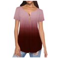 thumbnail image 1 of Womens Gradual Change Short Sleeve Summertime Fashion O-Neck Blouse, 1 of 5