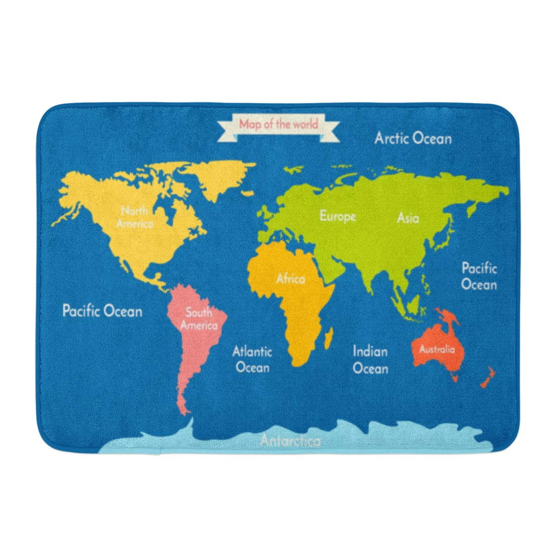 GODPOK Pacific Blue Flat World Map With The Inscription Of